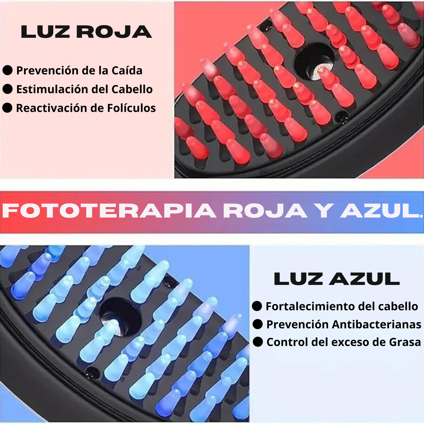 Cepillo para el Cabello Fototerapia + Obsequio Tónico Capilar "Crecimiento del Cabello"