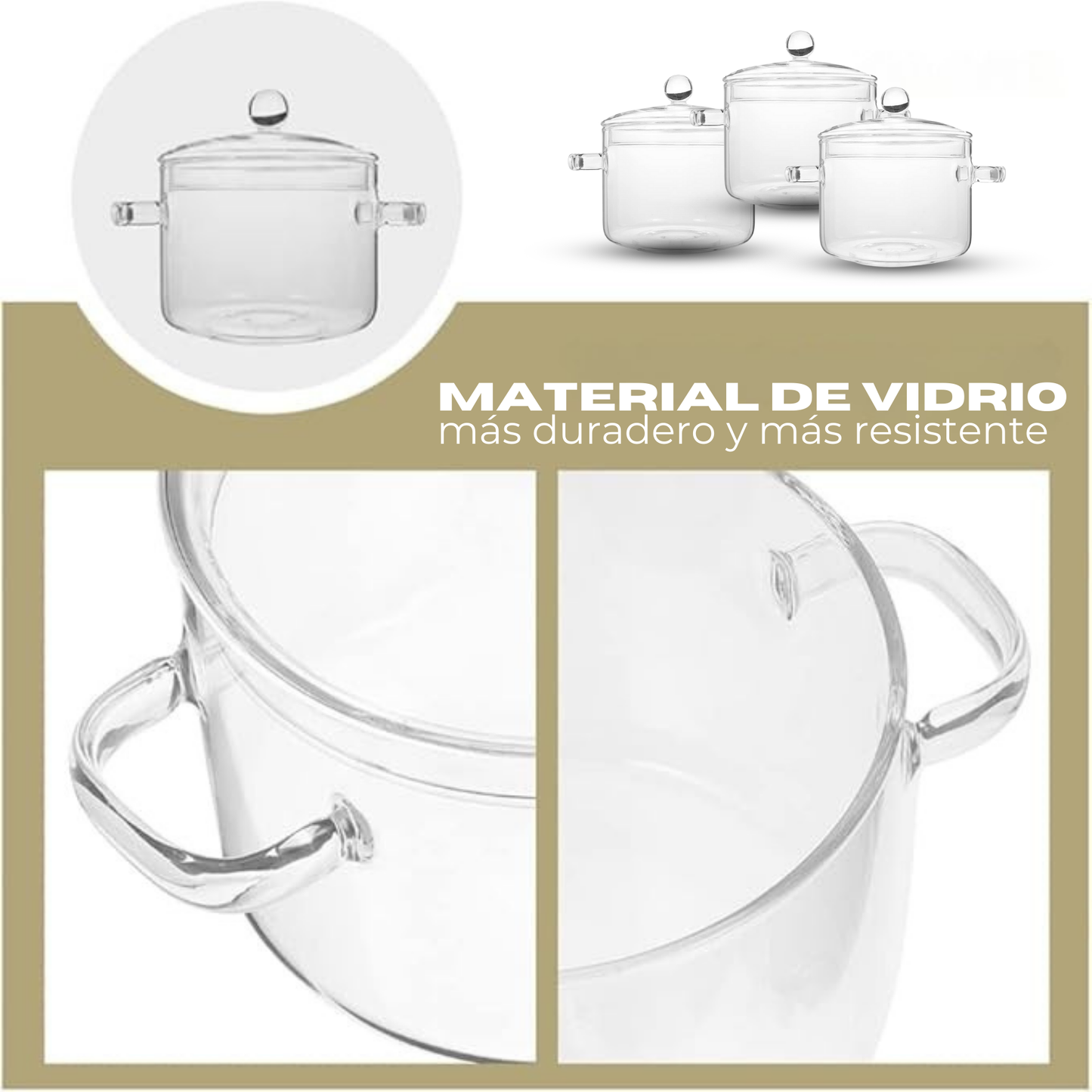 Pack Cocina Olla de Cristal | Sartén 4 Puestos | Cucharas de Cocina