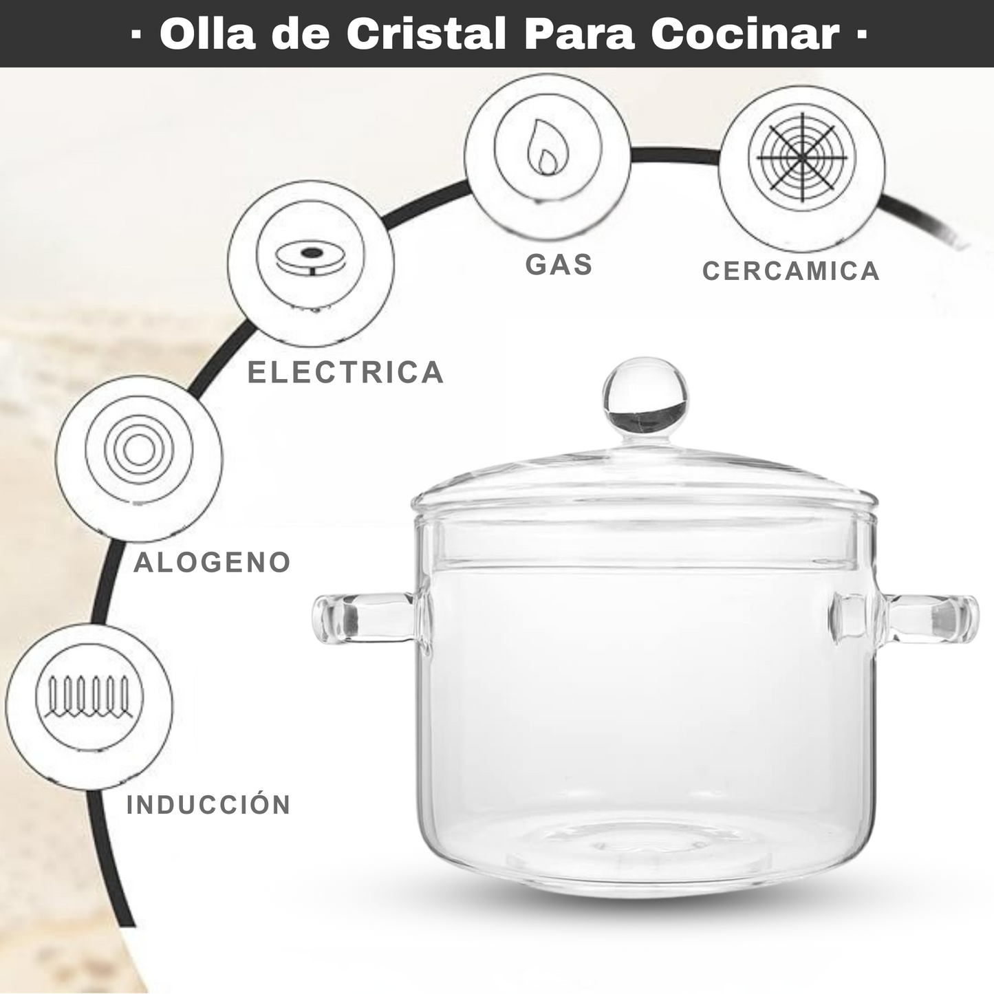 Pack Cocina Olla de Cristal | Sartén 4 Puestos | Cucharas de Cocina