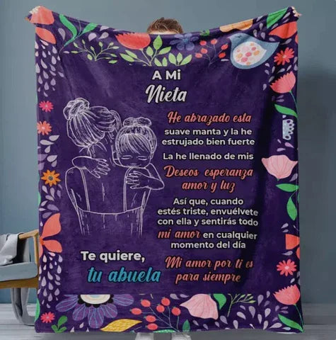 Manta Personalizada franela para Nieta/Nieto y Hijos – Regalo Cálido + Regalo Colgante