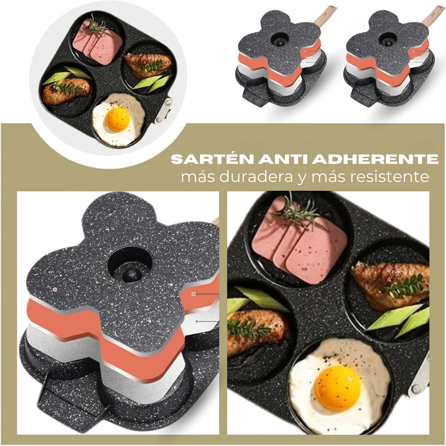 Pack Cocina Olla de Cristal | Sartén 4 Puestos | Cucharas de  Cocina