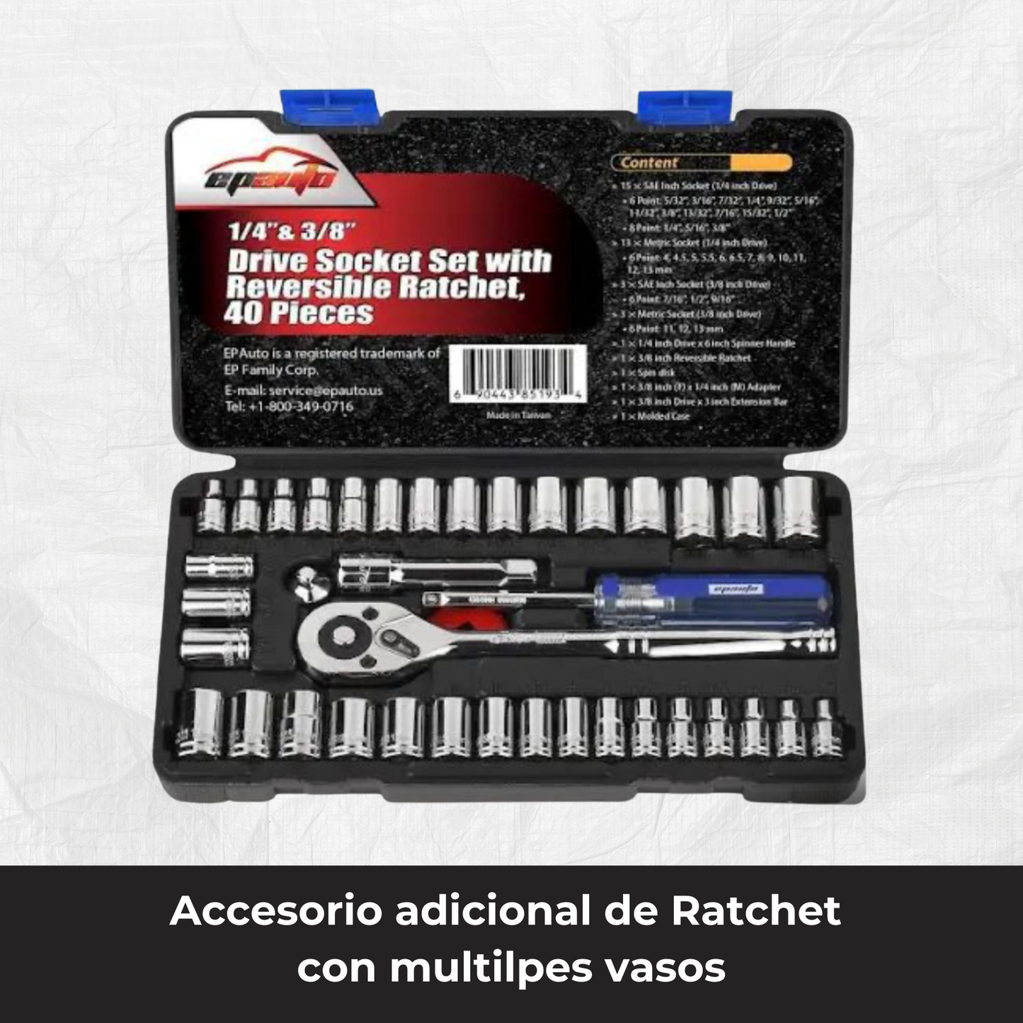 Taladro Inalambrico con múltiples accesorios | Maletín Ratchet Adicional
