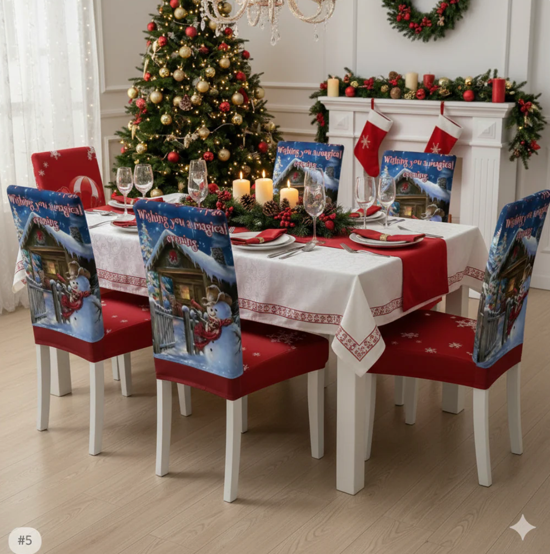 Conjuntos Fundas de Sillas Navideñas | 100% Adaptables