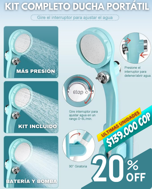 Ducha portátil de batería para camping, carros, perros y multiusos