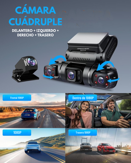 Cámara de salpicadero 4K de 3 canales para coche con visión nocturna