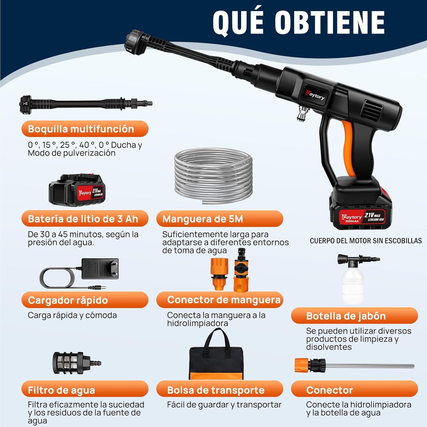 Hidro Lavadora Eléctrica Portatil  | Accesoriso Incluidos